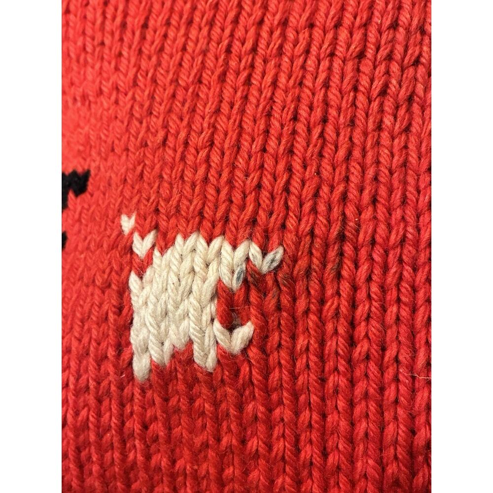 VINTAGE 50s Goose Cowichan 100% Wool Zip Cardigan Sweater Mary Maxim Red - Picture 16 of 16